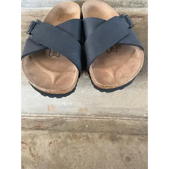 Birkenstock “Birki’s” black cross cross style slide sandals -size 37 - Picture 3 of 7